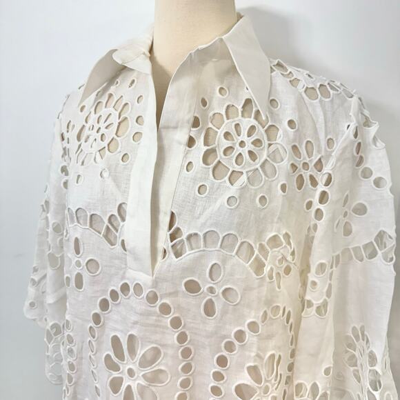 ZIMMERMANN Lexi Embroidered Tunic Eyelet Sheer Top in Ivory 0 (US 4) NWT - Picture 4 of 13